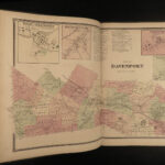 1869 New York ATLAS of Delaware County Delhi Color City MAPS FW Beers HUGE FOLIO