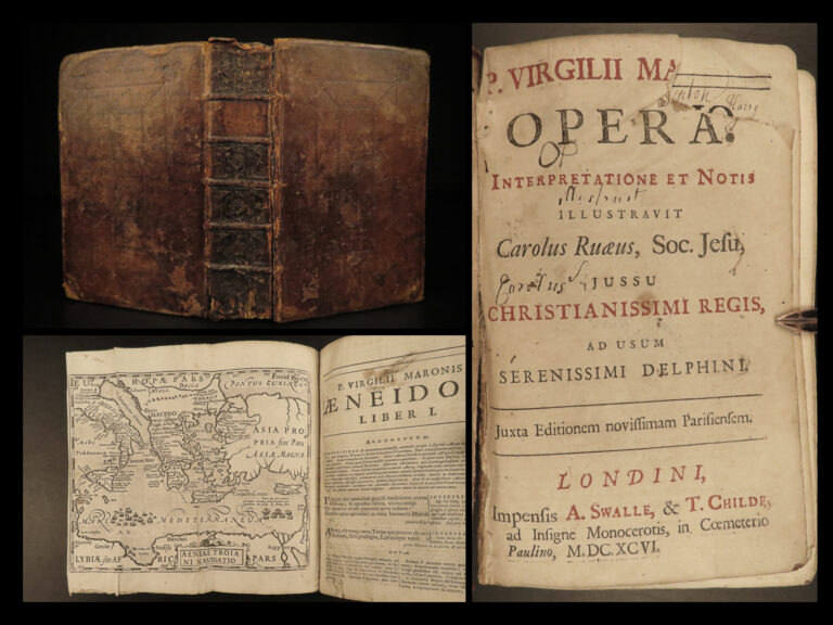 Image of 1696 1ed VIRGIL Aeneid MAP Georgics Eclogues Bucolics Mythology Jesuit Larue