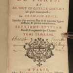 1717 PARIS France MAP Louvre Palais Royal Hotel de Ville Tuileries Brice 3v SET