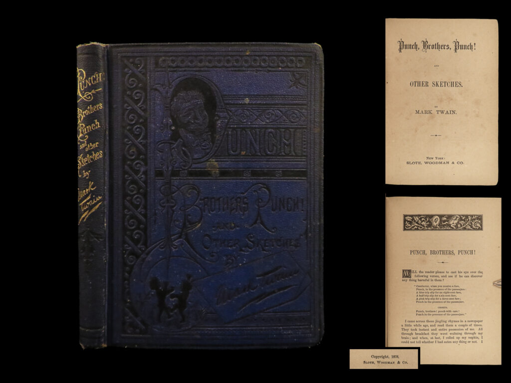 1878 mark twain 1ed punch brothers punch literary nightmare earworm jingle rare | in 1876, twain published a short story entitled ‘<em>a literary nightmare</em>’, which was a fictional tale about twain himself encountering an earworm – a jingle he couldn’t get out of his head for days on end. The story was retitled and republished under the name ‘<em>punch, brothers, punch’</em> in 1878.
