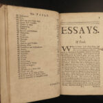 1706 Francis Bacon English ESSAYS Political Philosophy Law Queen Elizabeth Clark