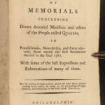 1787 1st ed EARLY Americana Quaker Memorials Philadelphia Pennsylvania Jersey