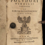 1576 Polydore Vergil BANNED BOOK Inventions Discovery Science Economics Italian