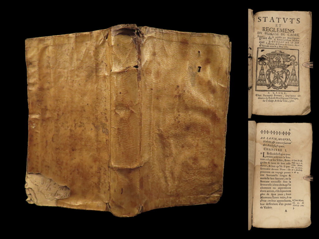 1686 1ed diocese of cahors france statutes catholic bishop henri le jay rare | a rare and rather unknown 17<sup>th</sup>-century history of the diocese of cahors. Written by bishop of cahors henri-guillaume le jay, this book covers the statutes and regulations of the french catholic diocese and the history of the city of cahors. Notable topics include how to treat baptism, extreme unction, the eucharist, celebrations, hospitals and caring for the sick, on marriage, and much more!