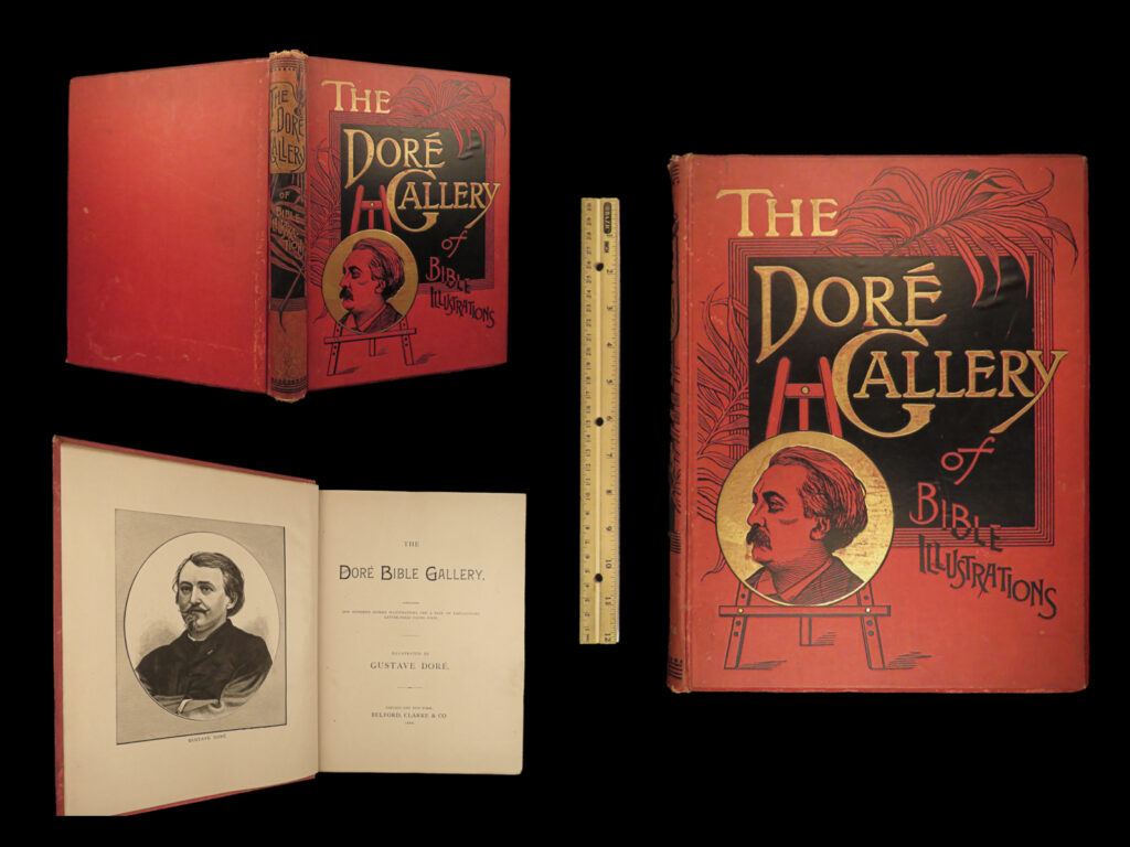 1886 bible gallery gustave dore art illustrated old/new testament bible scenes | gustave dore first began publishing bible illustrations in 1865 in france, but because of their immense popularity, they would see reissues for decades and all over the western world. Most of these large, multi-volume bibles, that contained nearly 250 engravings, were too heavy and expensive for the common buyer, so smaller products were published that featured only illustrations and no bible text. These became the ‘<em>dore bible gallery</em>’ editions.   dore’s bible illustrations had a direct effect on early 20<sup>th</sup>-century biblical based films, drawing influence and costume design from dore’s portrayal of bible characters.