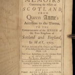 1714 1ed Jacobite SPY George Lockhart Treaty Union Scotland Melville PROVENANCE