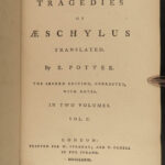 1779 ENGLISH ed of Aeschylus Greek Tragedies Prometheus Mythology Zeus Persians