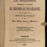 1846 Three Musketeers Alexandre Dumas SPANISH Madrid Mosqueteros 8v Literature