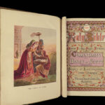 1869 EXQUISITE BINDING Wharton Family BIBLE + Scott Henry Commentary London KJV