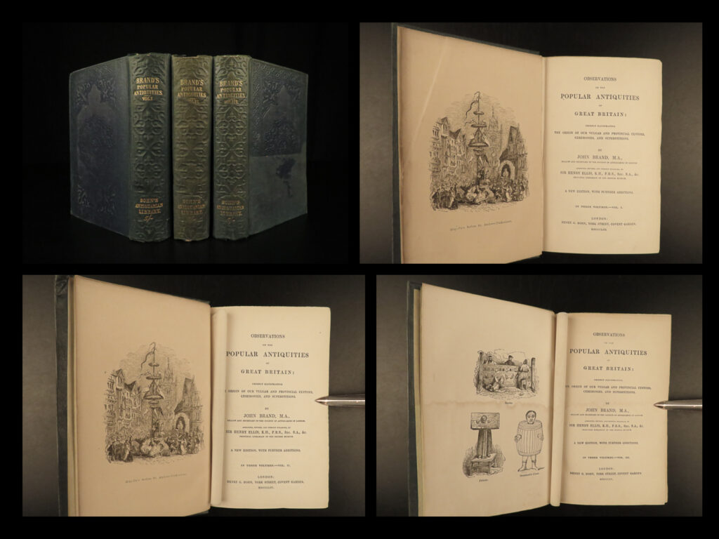 1853 ancient britain pagan holiday folklore easter christmas carols robin hood | john brand’s “<em>observations on the popular antiquities of great britain</em>” is a rare, 19<sup>th</sup>-century history of ancient celebrations in great britain. This book provides details on traditions on each feast day and holiday of the year – new years’ day, valentine’s day, easter (including easter eggs! ), robin hood and morris-dancers, christmas and christmas carols, and other popular antiquities.