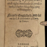 1589 ENGLISH 1ed Henley Husbandry Booke of Thrift Medieval Agriculture Farming