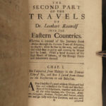 1693 ENGLISH 1ed Voyages of Rauwolf Levant Tripoli Syria EGYPT Mummies Pyramids
