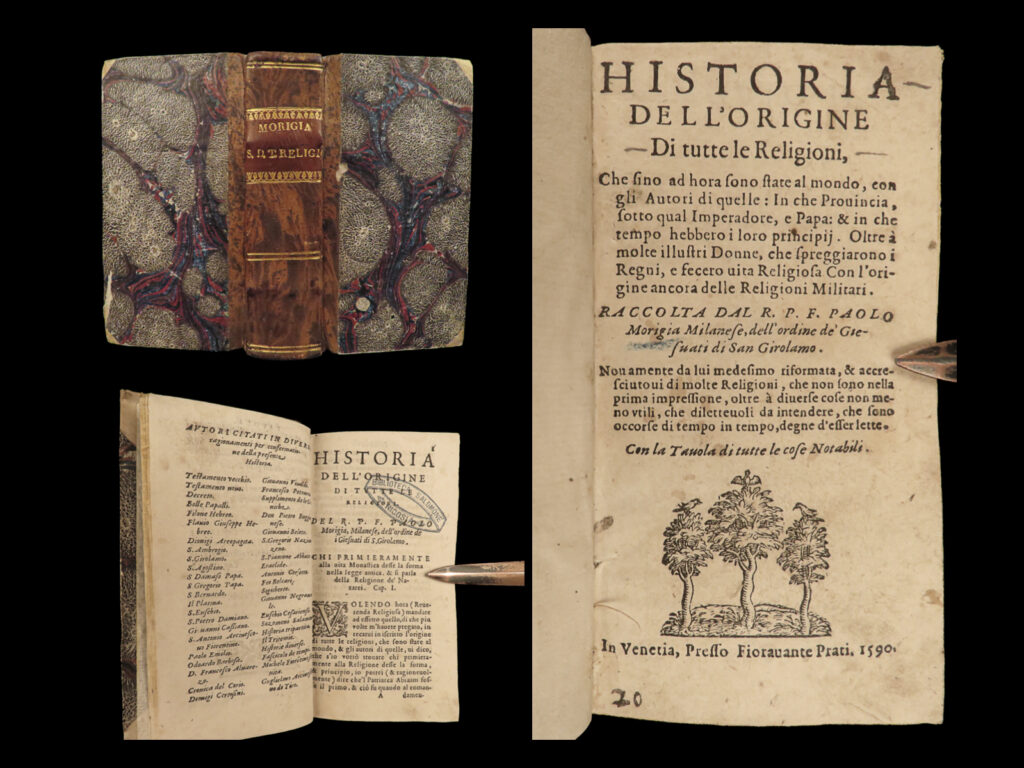 1590 history of world religions monastics monks nuns ethiopia jesuit morigia | italian jesuit paolo morigia’s “<em>history of the origin of all religions</em>” is a fine 16<sup>th</sup>-century history of the world’s religions. Morigia was the jesuit superior of the clerics of san girolamo who wrote numerous historical and ecclesiastical works, most importantly was his history of milan. Still, his ‘<em>tutte le religioni’</em> proved to be an invaluable resource on the development and growth of organized religious from a jesuit perspective with emphasis on the papacy and world emperors. It even features an interesting perspective on the role of women (nuns) in such religions. Specific topics include some of the following: <ul> <li>ethiopian monks, friars, and nuns <ul> <li>their observations of lent</li> <li>penance</li> </ul> </li> <li>offering of the congregation of saint francesco</li> <li>principle doctrine of carmelite monastics</li> </ul>