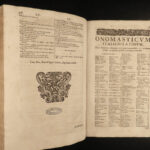 1664 HUGE FOLIO Onomastics Dictionary Languages Medicine Vellum Encyclopedia