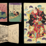 1870 Japanese Cat Monster Ukiyoe Color Seven Manifestations of Golden Flower