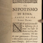 1667 1ed History of Popes Nephews Papal Nepotism ROME Vatican Gregorio Leti 2v