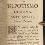 1667 1ed History of Popes Nephews Papal Nepotism ROME Vatican Gregorio Leti 2v