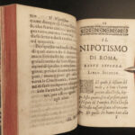 1667 1ed History of Popes Nephews Papal Nepotism ROME Vatican Gregorio Leti 2v