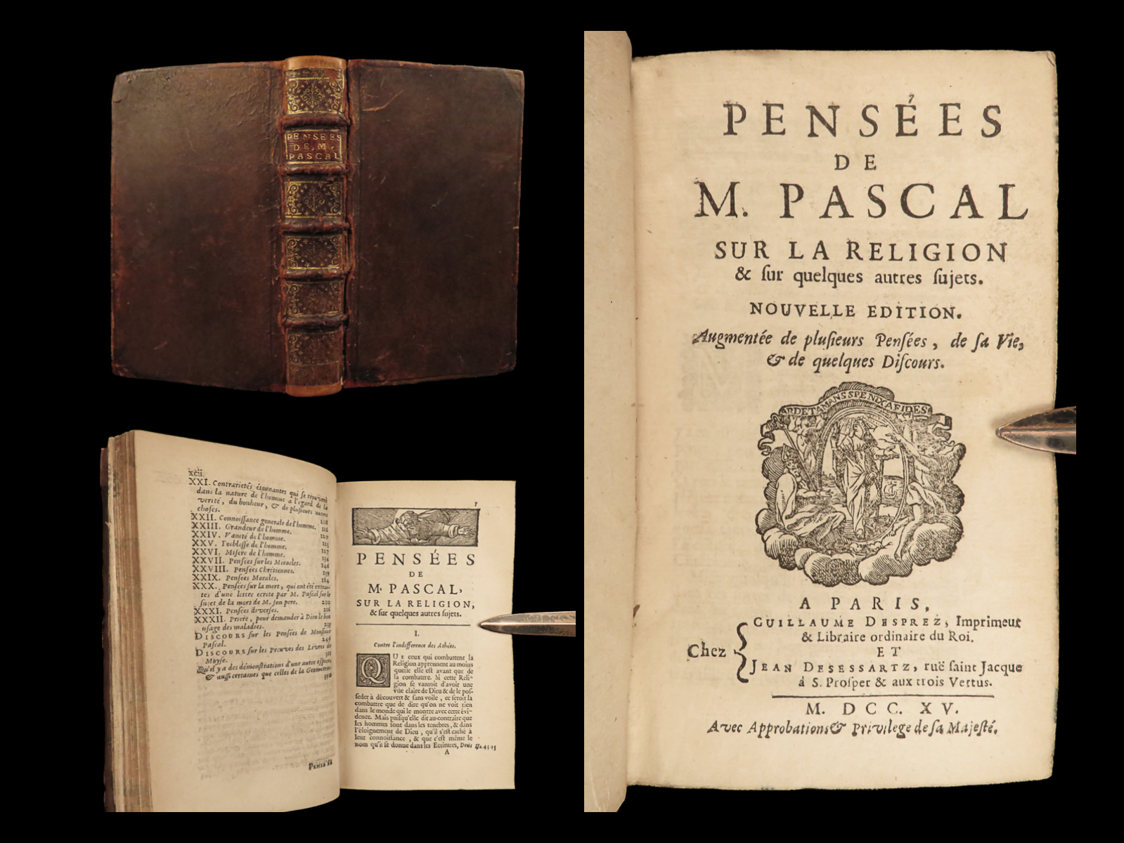 Blaise Pascal『Pensees de M. Pascal-』1670年Chez Guillaume Desprez(パリ)ブレーズ・パスカル『パンセ』初版本 Blaise Pascal『Pensees de M. Pascal-』1670年Chez Guillaume Desprez(パリ)ブレーズ・パスカル『パンセ』初版本
