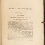 1842 ART of Ports & Harbors England Fishing Ships Shipwrecks Boats Lighthouse 2v