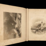 1842 ART of Ports & Harbors England Fishing Ships Shipwrecks Boats Lighthouse 2v