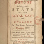 1690 Samuel Pepys 1ed State of Royal NAVY of England Glorious Revolution SHIPS