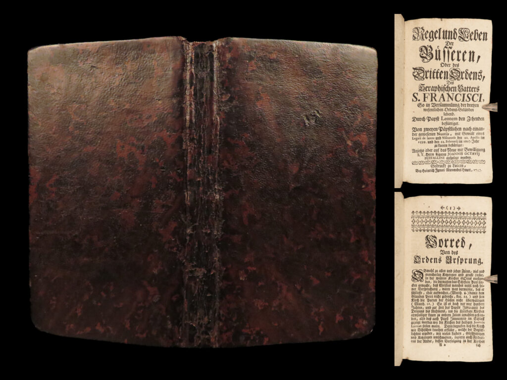 1757 lucern switzerland german bible monastic rule of penitent third orders | a rare 18<sup>th</sup>-century german devotional. “rule and life of the penitent” was published in 1757 lucern – a collection of rules, regulations, and directions for members of catholic third orders.