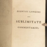 1751 Longinus On the Sublime GREEK Language Homer Glasgow Scotland Foulis Press