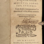 1567 GREEK 1ed Tragedies Sophocles Euripides Aeschylus Erasmus Melanchthon RARE