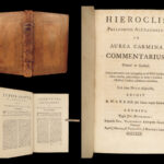 1742 GREEK Hierocles of Alexandria Golden Verses Pythagoras Philosophy Plutarch