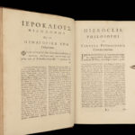 1742 GREEK Hierocles of Alexandria Golden Verses Pythagoras Philosophy Plutarch