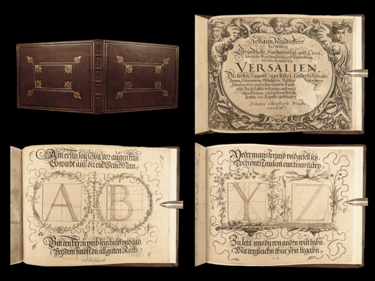 Image of 1693 Illustrated CALLIGRAPHY German Neudoerffer Children Alphabet Typography