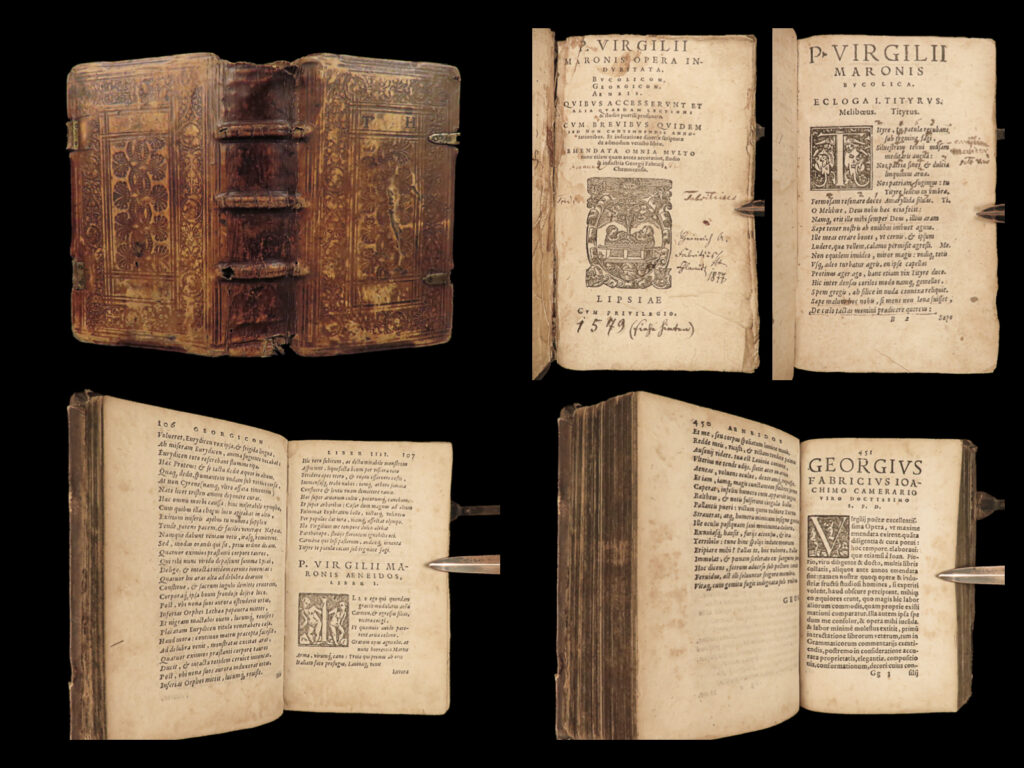 1579 virgil aeneid georgics bucolics italian renaissance fabricius leipzig rare | <em>“if i cannot move heaven, i will raise hell. ” </em> ― virgil,<em> the aeneid</em> <em> </em> a rare and highly desirable early 17<sup>th</sup>-century edition of the works of virgil. Virgil is regularly considered one of the greatest roman poets because of his poems, ‘<em>eclogues</em>,’ ‘<em>georgics</em>,’ and ‘<em>aeneid’</em> – some of the most important works of western literature. This 1579 edition was collected and edited by georg fabricius and is bound in impressive, stamped vellum.