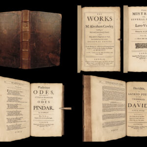 1688 Abraham Cowley English Poetry Mistress Motto Pindar Ode Davideis Sylva RARE