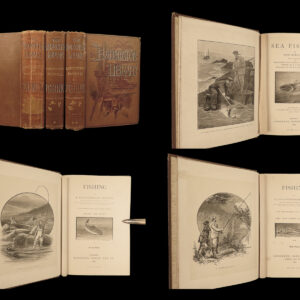 1889 FISHING Angling Whaling Salmon Trout Pike Illustrated FISH Whales 3v SET