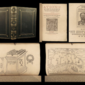 1580 RARE Ausonius Ancient Roman Poetry Homer Iliad Bordeaux MAP Wine Art