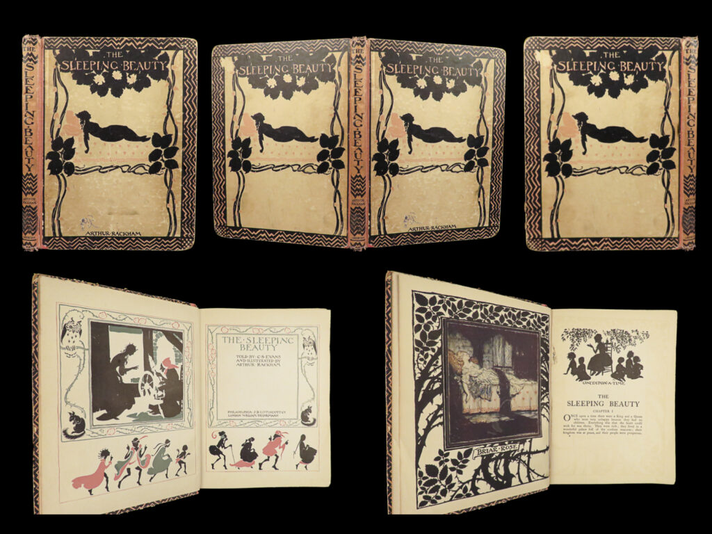1920 the sleeping beauty illustrated rackham art fantasy fairy perrault disney | <em>“like the sundial, my paint box counts no hours but sunny ones. ” </em> ― arthur rackham   a beautiful and famed printing of a classic fairytale - ‘<em>sleeping beauty</em>’. This edition features a charming pictorial hardcover binding as well as <strong>illustrations throughout by renowned illustrator, arthur rackham. </strong>