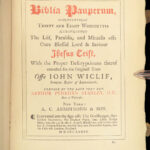 1885 Biblia Pauperum John Wycliffe BIBLE New Testament Illustrated Vellum Ltd ed