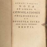 1656 Boethius Consolation of Philosophy Medieval Latin CLASSIC Renatus Vallinus