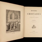 1883 BEAUTIFUL History of CRUSADES Michaud Wars Jerusalem Illustrated BINDING