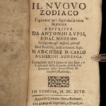 1697 New ZODIAC by Italian Lupis on Occult MAGIC Alchemy Astrology Fortune RARE
