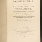 1789 Holy BIBLE Sainte Biblia SACY Illustrated Marillier Art 4v 167 ENGRAVINGS!