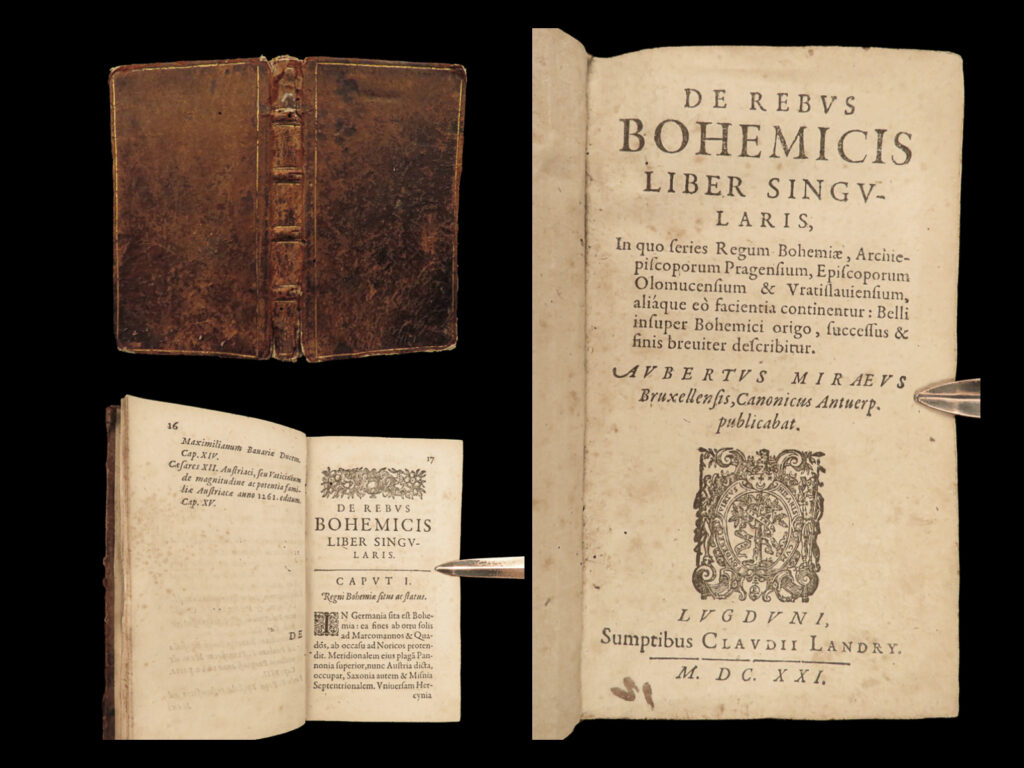 1628 rebus bohemicus czech poland bohemian kings prague wroclaw olomouc bohemia | aubert le mire was an early 17<sup>th</sup>-century dutch ecclesiastical historian known for his extensive portfolio of works. Le mire was known to have written works on ecclesiastical heraldry and military monastic orders, benedictine monasticism, augustinian canons, and chronologies of the low countries.   one of the best works was ‘<em>de rebus bohemicus’</em> – a brief but complete history of the czech republic and southern poland. In this work, first published in 1621, le mire describes the genealogy of bohemian kings, bishops and archbishops in prague, wroclaw, and olomouc.