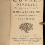 1729 Jean de la Fontaine French Literature Perrault Letters Poems Psyche 3v