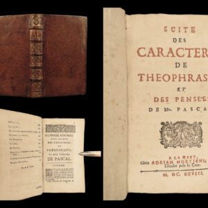 1698 PASCAL Pensees + Caracteres of Theophrastus French Philosophy Louis XIV