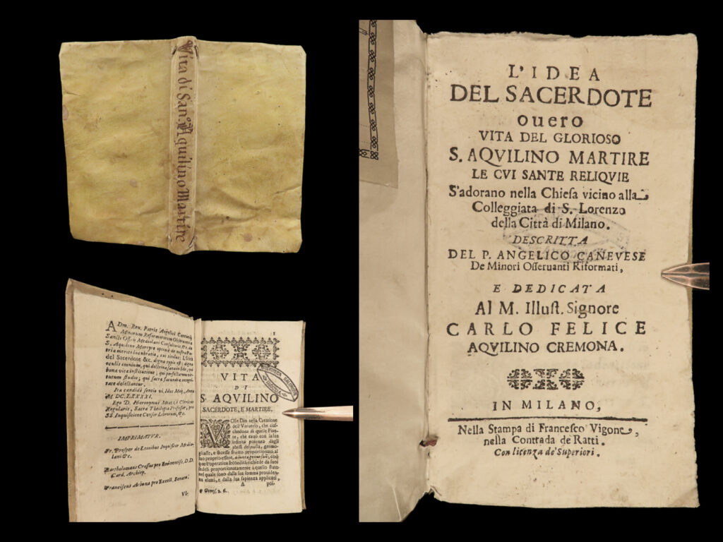 1669 martyrdom of saint aquilina 12 year old girl martyr byblos milan relics | saint aquilina was a 3<sup>rd</sup>-century christian child from byblos known for being martyred at only twelve years old. After leading her friends to christ and not denouncing him in front of volusian, volusian ordered her to be tortured to death. After her body was disposed of, her body was miraculously raised and she denounced paganism and governor volusian before she was ultimately decapitated.   the story of her life was recorded by numerous historians of the time. In the 17<sup>th</sup>-century, italian author angelico canevese prepared an edition life of aquilina published in milan, where the relics of saint aquilina resided in the basilica of san lorenzo.