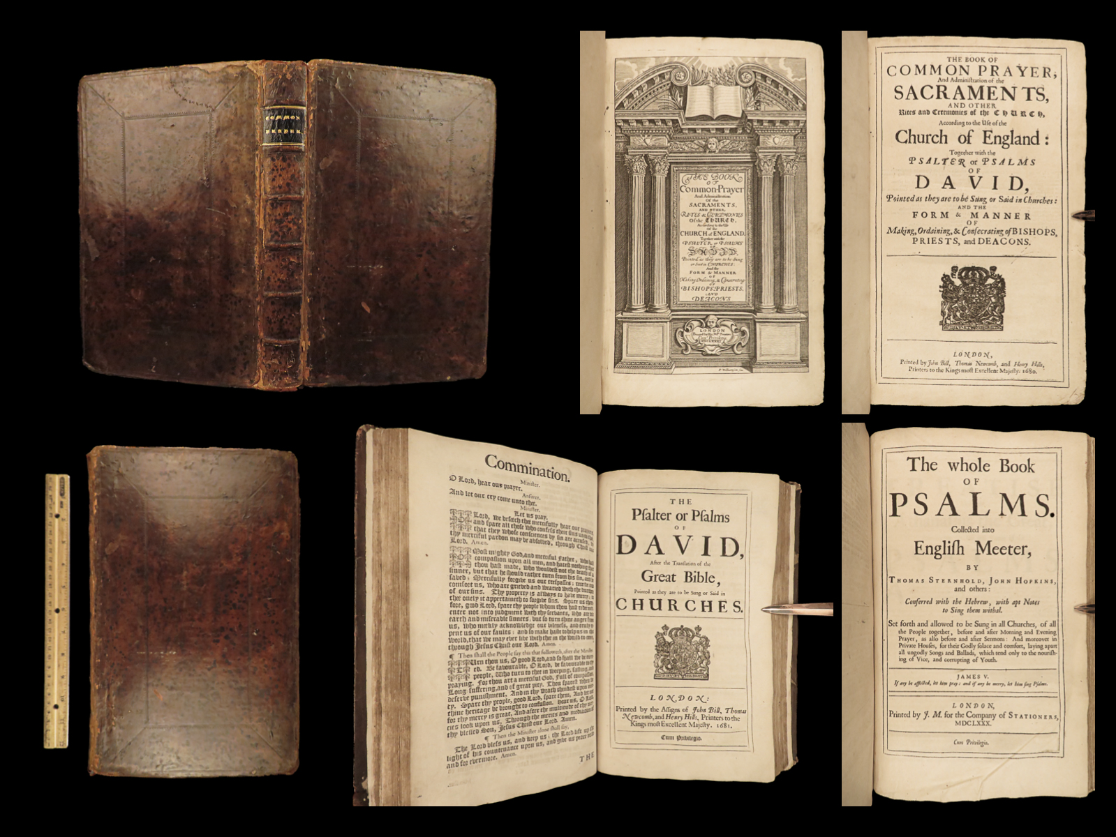 1680 BIBLE Common Prayer Sternhold Psalms English Black Letter Psalter