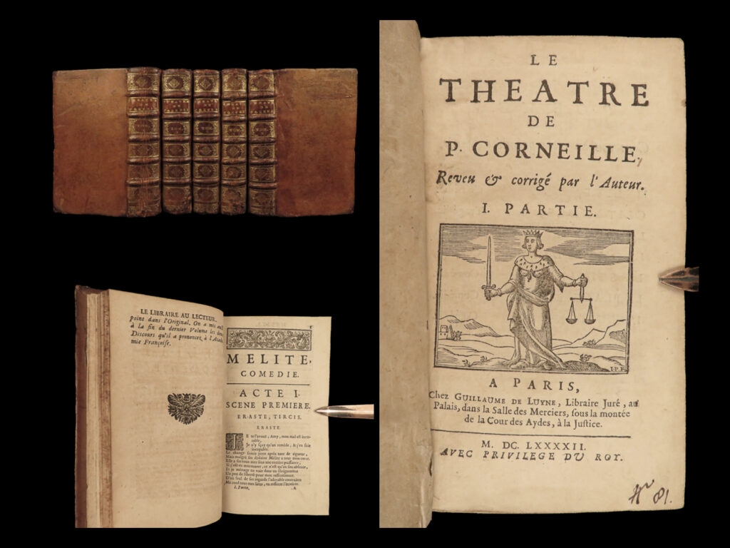 1692 plays of pierre corneille french theatre le cid nicomede drama 5v set paris | pierre corneille was a famous 17<sup>th</sup>-century french playwright, often thought to be outdone only by moliere. Corneille wrote some of the best plays in french literature including <em>le cid</em> and <em>nicomede</em>, all of which are included in this five-volume 1692 set of the works of corneille.