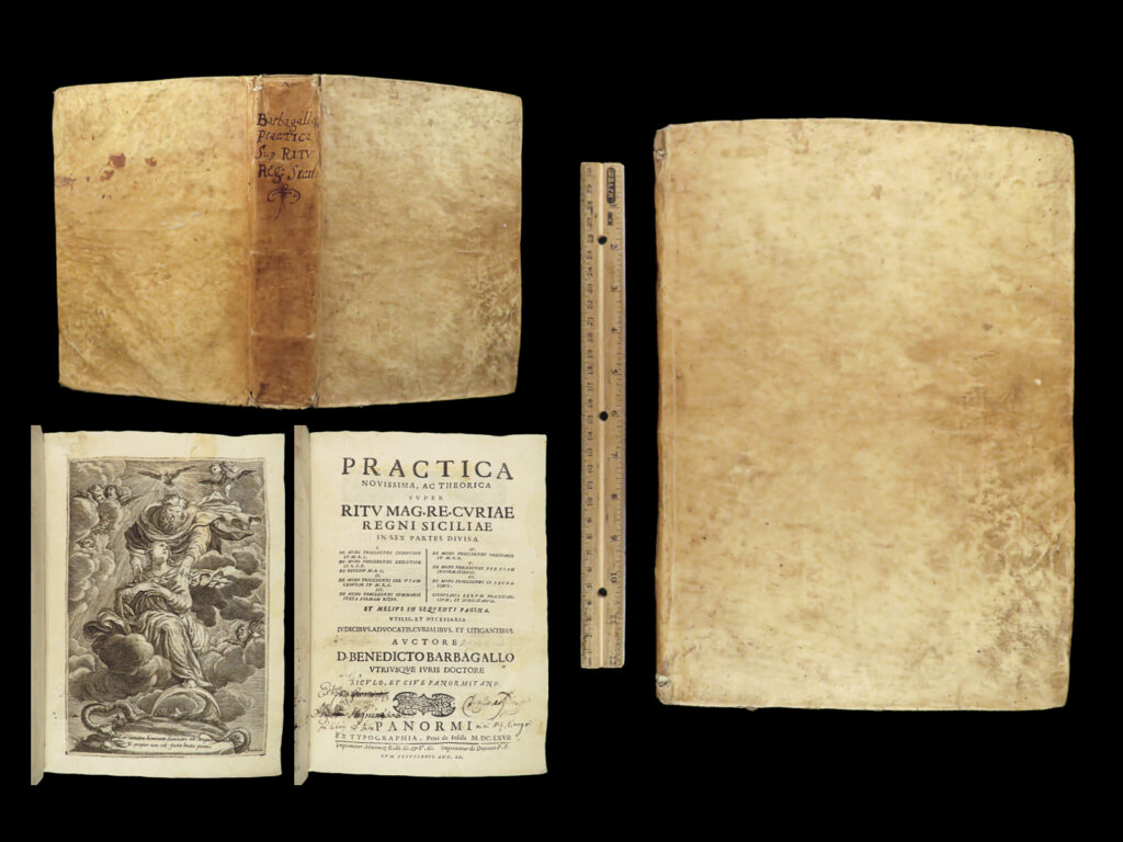1667 palermo law babagallo practical novissima sicily elections legal proceedings italy | benedetto babagallo’s “practica novissima” is a rare 17<sup>th</sup>-century italian law manual. Published in palermo, this work describes law proceedings, forms of elections, judicial decisions, injunctions, and much more. This 1667 edition is a huge italian law handbook.