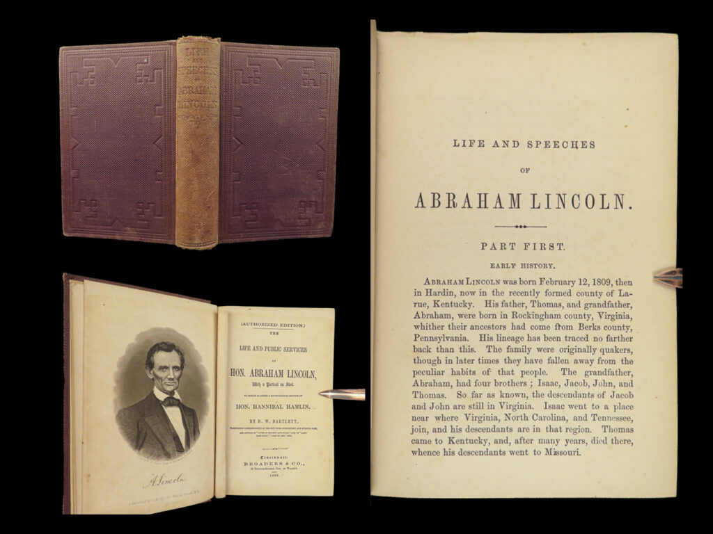 1860 life of abraham lincoln and hamlin pre civil war slavery debates douglas | “<em>the life and public services of hon. Abraham lincoln</em>” by d. W. Bartlett is a biographical account on abraham lincoln that includes a biographical sketch of vice president hannibal hamlin. This antebellum work covers lincoln’s early life, various notable speeches prior to his presidency, congressional activities, lincoln’s views and remarks on slavery, senator stephen douglas’s rebellion against lincoln’s views – the famous lincoln/douglas debate, and resolutions on the mexican war.